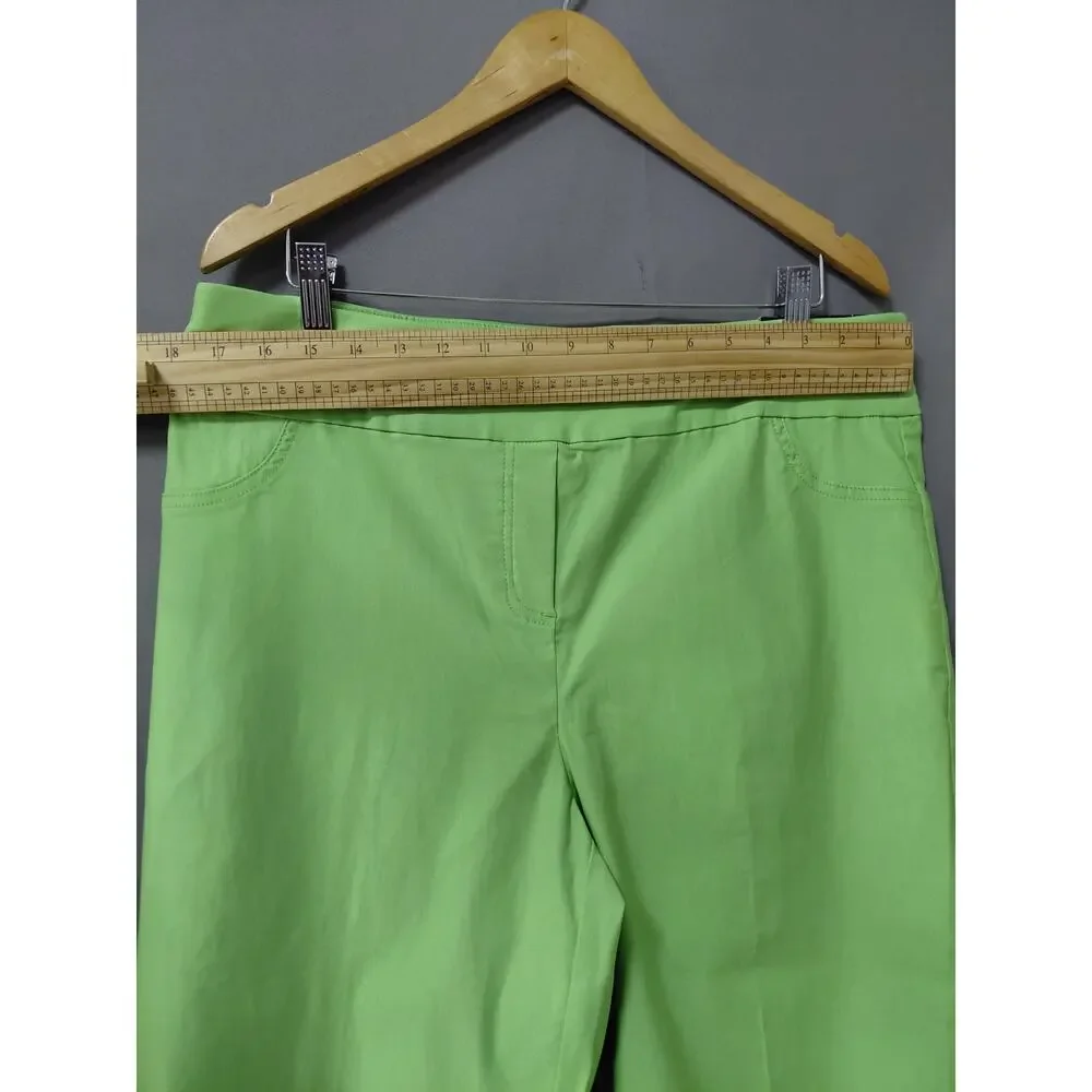 NWT Alfred Dunner Allure Capri Green Modern Fit Stretch Pants Women Size 14